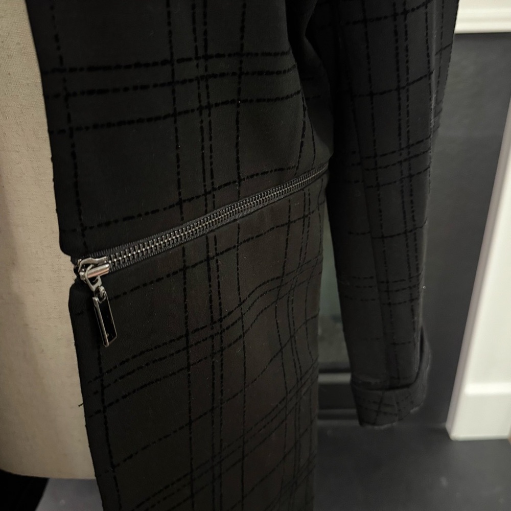 Alfani Black Grid-Pattern Longline Jacket With Zi… - image 3